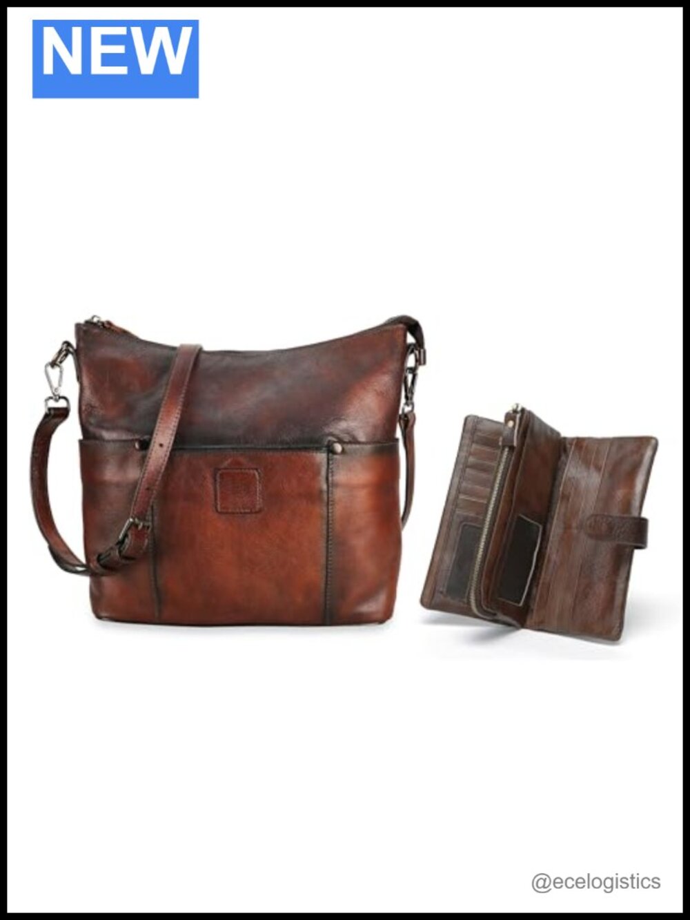 Women's RFID Blocking Clasp Wallet & Leather Shoulder Bag Set